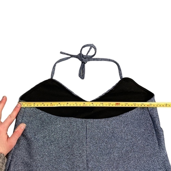 Zara metallic blue and silver bodycon halter mini dress - Picture 5 of 7